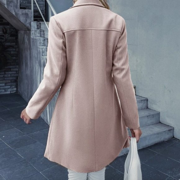 double breasted overcoat pea coat baby blue pastel long line - Picture 14 of 16